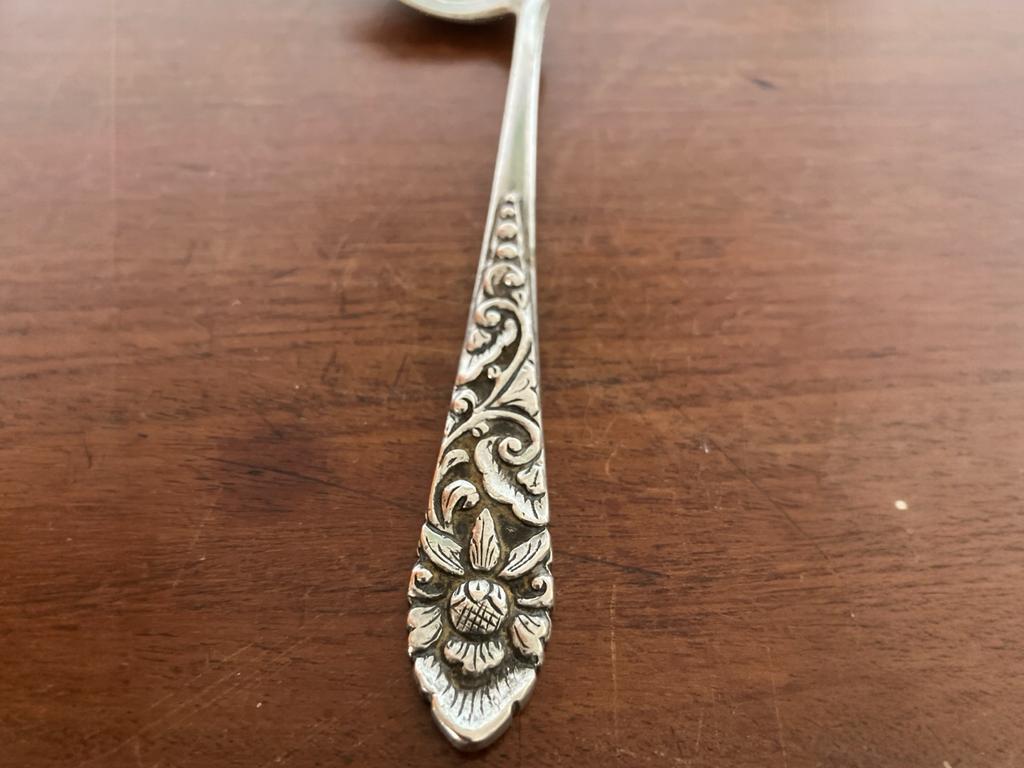 Djokja zilveren dessertlepel, kinderlepelSA800, 14 cm, 28 gr, Antiek en Kunst, Ophalen of Verzenden