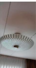 Vintage Plafondlamp Geribbeld Glas Streepdessin - 48cm, Ophalen of Verzenden, Gebruikt, Glas, Vintage