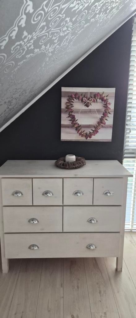 Witte houten commode met veel laden, Ophalen of Verzenden