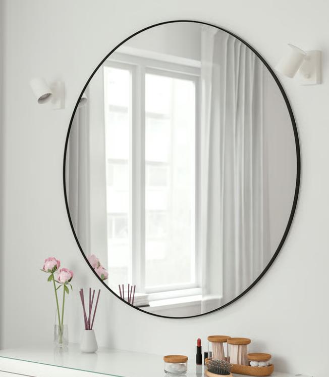 Ikea LINDBYN Spiegel met zwarte lijst, Huis en Inrichting, Woonaccessoires | Spiegels, Ophalen, Minder dan 50 cm, 100 tot 150 cm