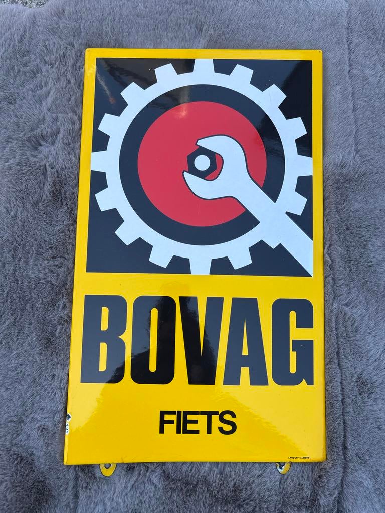 Emaille Reclamebord BOVAG Fiets, Ophalen, Gebruikt, Reclamebord