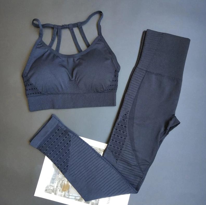 Zwarte yoga broek met top dames sport fitness legging, Kleding | Dames, Sportkleding, Verzenden, Nieuw, Zwart, Yoga