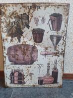 Wijn reclamebord – productieproces wijn, Vintage, Reclamebord, Gebruikt, Vintage