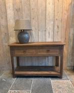 Teakhouten sidetable 120  met 2 lades, Huis en Inrichting, Ophalen, 100 tot 150 cm, -, -