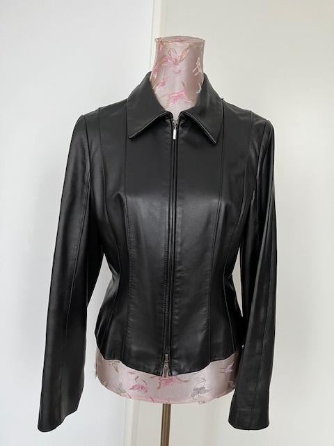 leer  jas van Laurel mt38, zwart, zgan., Kleding | Dames, Verzenden, Zo goed als nieuw, Maat 38/40 (M), Zwart