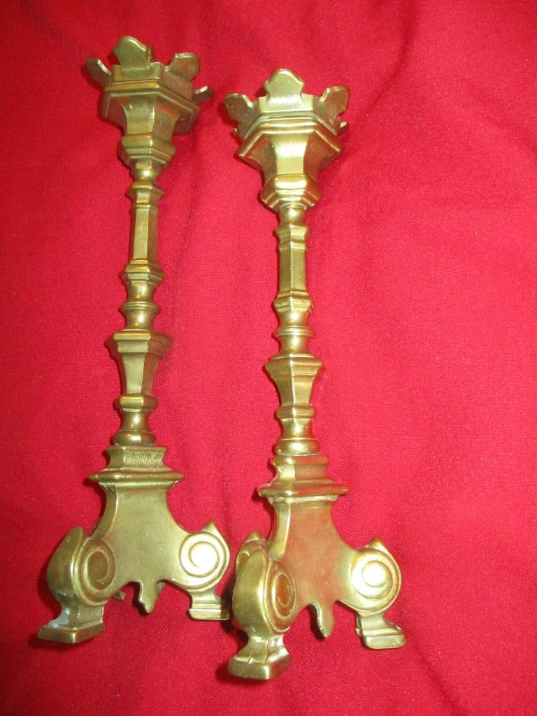Twee Antiek kandelaars van koper ., Ophalen of Verzenden, Koper of Brons