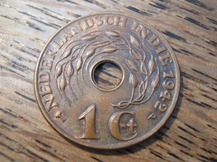 Nederlands Indie 1 Cent 1942p, WW2 #968, Postzegels en Munten, Munten | Azië, Losse munt, Zuidoost-Azië, Ophalen of Verzenden