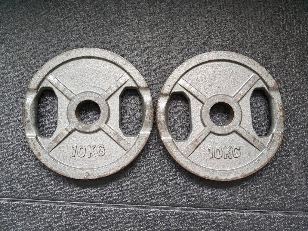 2x10kg Hamerton olympische schijven, Sport en Fitness, Ophalen, Gebruikt