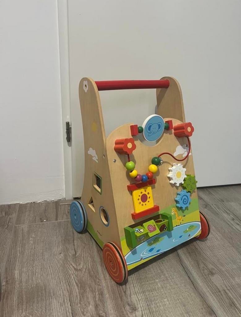 Interactieve houten loopwagen, Ophalen, Gebruikt, Overige typen, Met wieltjes