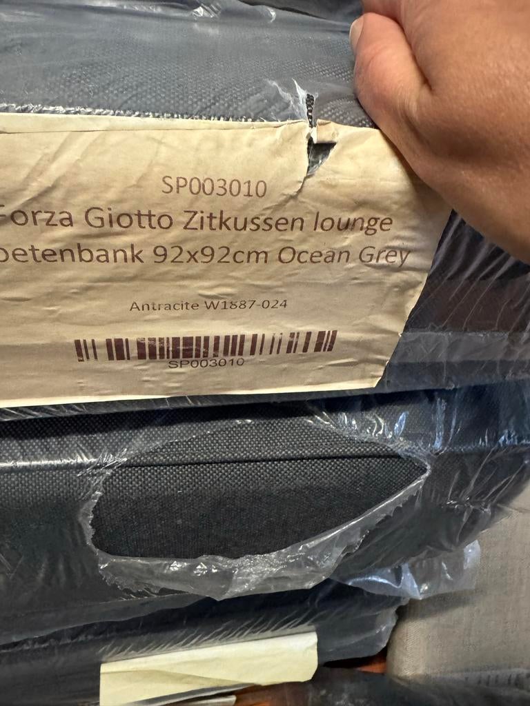 Grote partij Forza Giotto lounge voetenbank kussens 92x92cm, Ophalen of Verzenden, Nieuw, Grijs, Vierkant