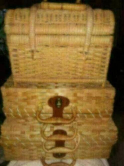 Rieten koffers, 2 stuks, Huis en Inrichting, Minder dan 50 cm, 50 tot 100 cm, Ophalen of Verzenden, Zo goed als nieuw