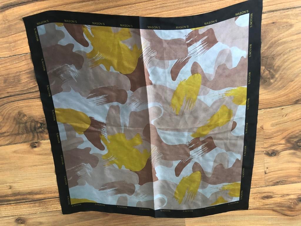 Mason’s klein sjaaltje vierkant zijde satijn geel zwart, Maat 38/40 (M), Ophalen of Verzenden, Zo goed als nieuw, X