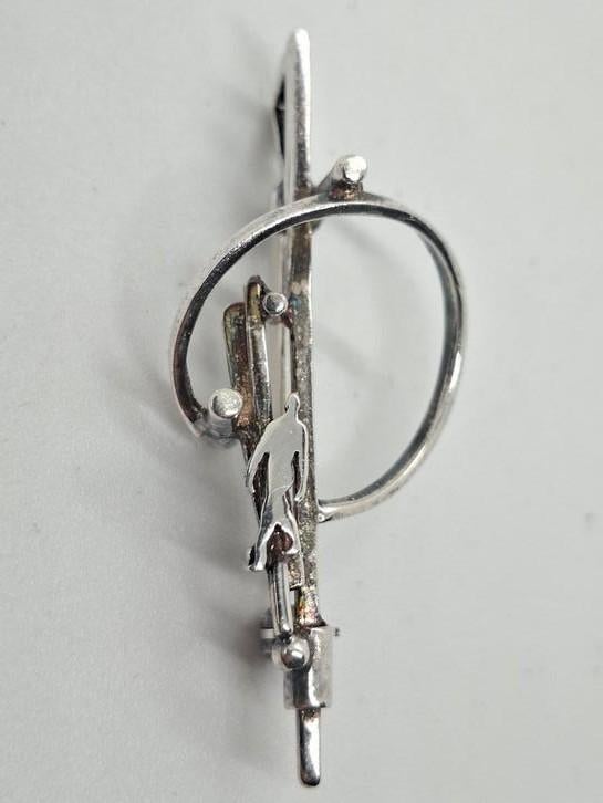 Prachtige zilveren broche 925 van ontwerpster Anneke Schat, Ophalen of Verzenden, 4 tot 7 cm, Zilver, Zilver