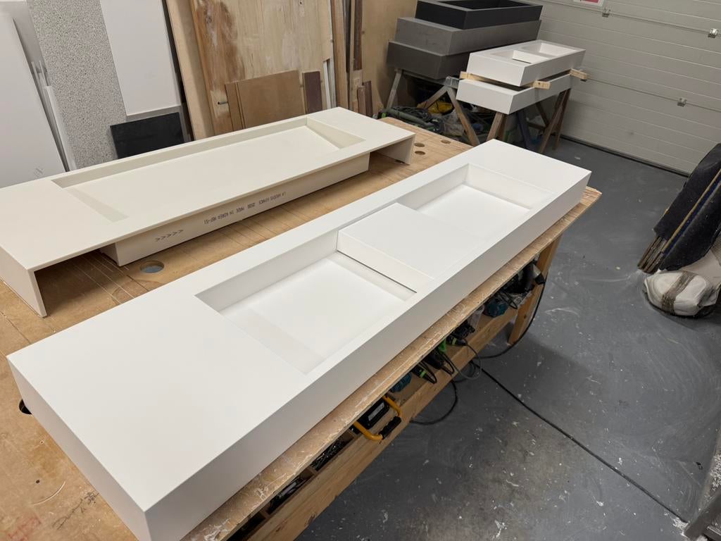 Corian solid surface dubbele wastafel 2.0 mtr, Huis en Inrichting, Badkamer | Badkamermeubels, Ophalen, 150 tot 200 cm, Nieuw