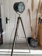 Industriële Vloerlamp met Houten Statief, Ophalen, Zo goed als nieuw, Hout, 150 tot 200 cm