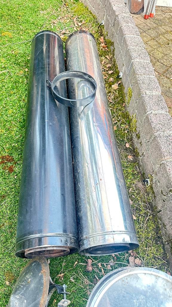 Dubbelwandige kachelpijp met kap, Ophalen, Gebruikt, Overige typen, Minder dan 60 cm