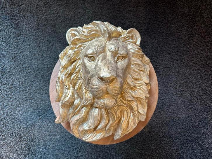 Wanddecoratie Gouden Leeuwenkop, Huis en Inrichting, Woonaccessoires | Wanddecoraties, Zo goed als nieuw, Ophalen