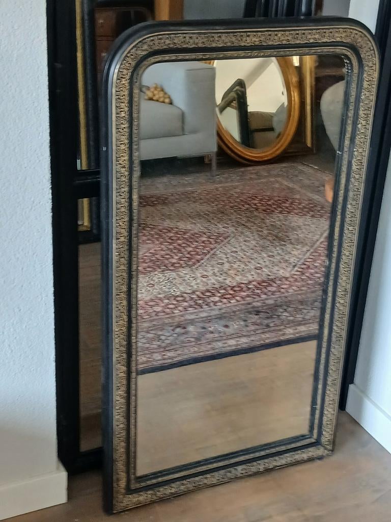 Stijlvolle Grote Antieke Franse Spiegel, Antiek en Kunst, Antiek | Spiegels, Ophalen, Rechthoekig, 50 tot 100 cm