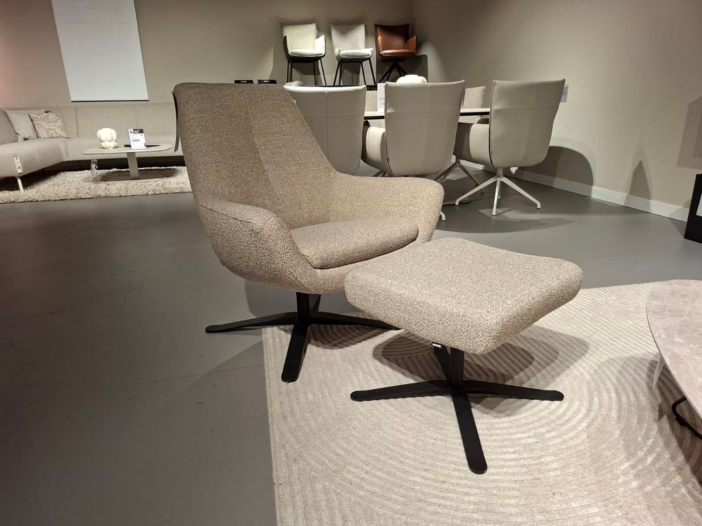 Showroommodel Montel Draaifauteuil met voetenbank Charles, Ophalen, Nieuw, Stof