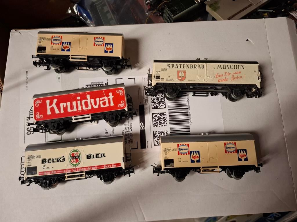 5 reclame wagons marklin ho, Wisselstroom, Gebruikt, Wagon, Ophalen of Verzenden