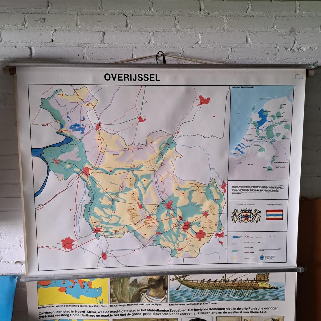 13 schoolkaarten, Antiek en Kunst, Ophalen, Aardrijkskunde