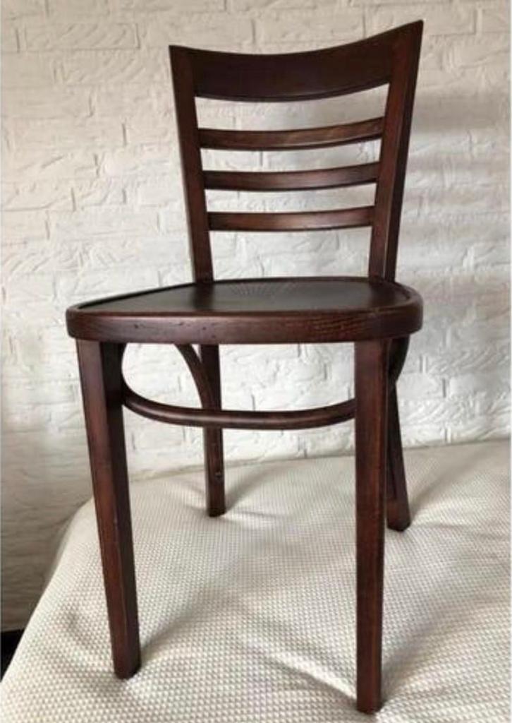 4 vintage bistro-stoelen., Ophalen, Bruin, Zo goed als nieuw, Vier