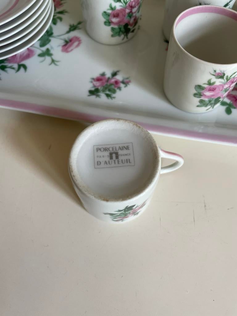 Porcelaine d'Auteuil Limoges Porselein Dienblad met Kopjes, Ophalen of Verzenden