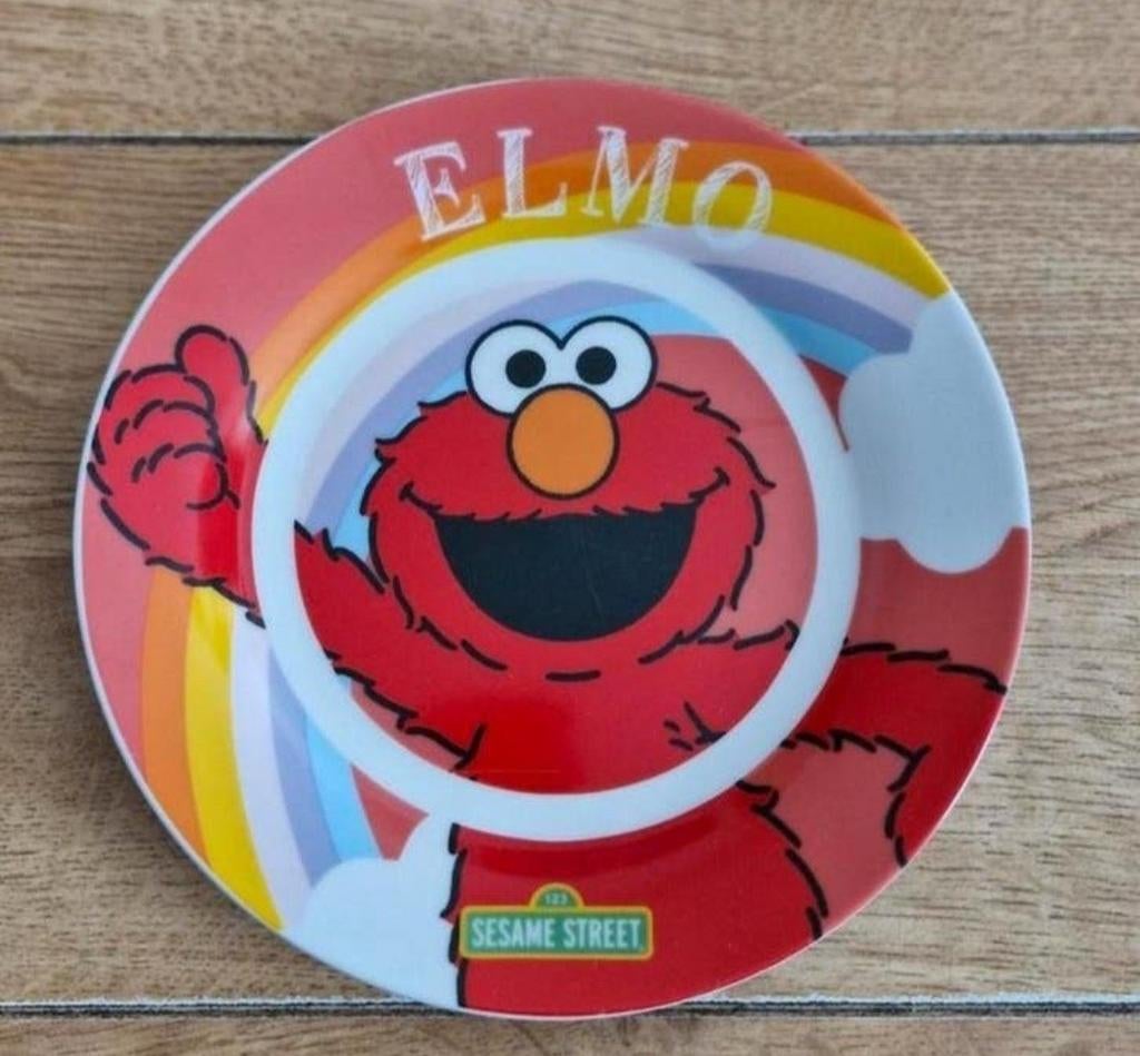 Ontbijtbord Sesamstraat Elmo, Ophalen of Verzenden, Bord(en), Overige stijlen, Glas
