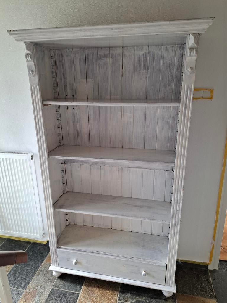 Houten boekenkast met lade, Huis en Inrichting, Kasten | Boekenkasten, Ophalen, Met plank(en), Gebruikt, 100 tot 150 cm
