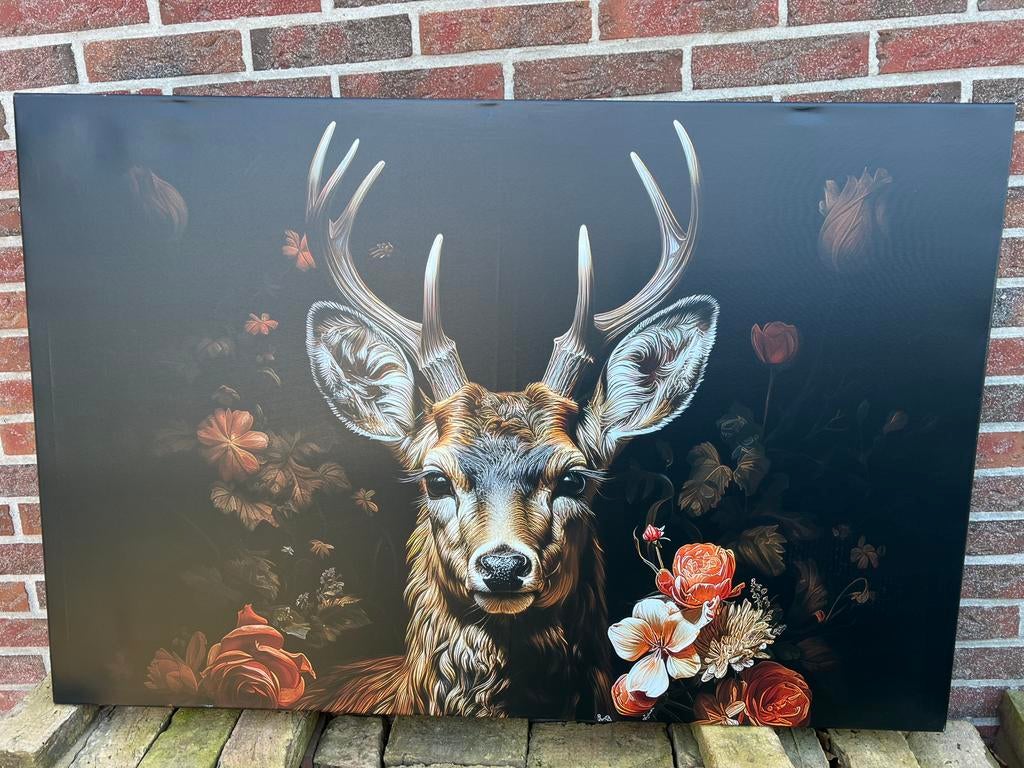 Canvas hert bloemen xl lees €10,/ afhaal, Ophalen, Nieuw