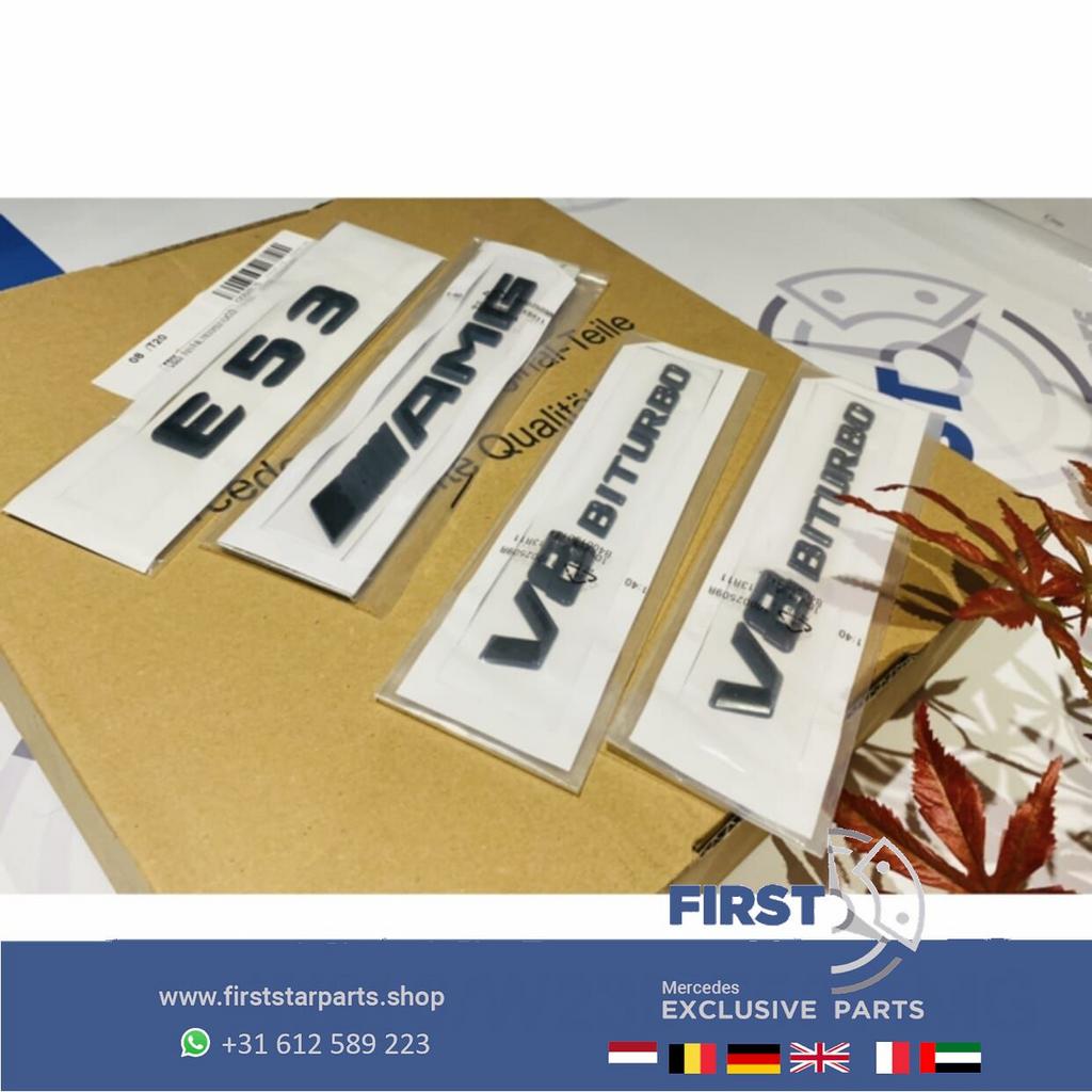 W213 S213 E53 V8 AMG LOGO SET ZWART EMBLEMEN SET Mercedes E, Gebruikt, -, Ophalen of Verzenden, -