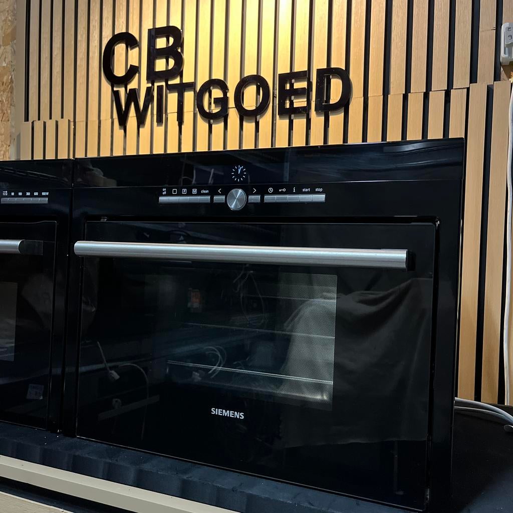 Luxe Siemens set combi oven magnetron en combi stoomoven, Zo goed als nieuw, Oven met grill, Inbouw, 45 tot 60 cm
