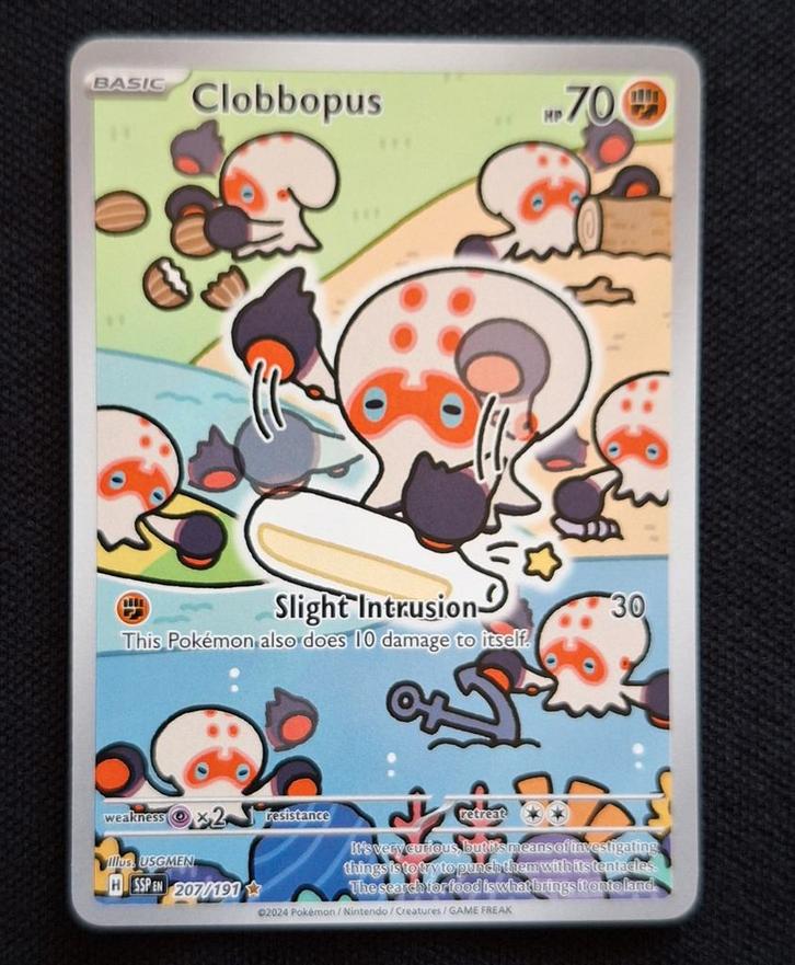 Pokémon Clobbopus 207/191 Surging Sparks, Hobby en Vrije tijd, Verzamelkaartspellen | Pokémon, Zo goed als nieuw, Losse kaart
