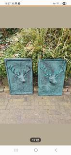 2 ijzeren/metalen herten schilderij/muurdecoratie/3D herten, Metaal, Meerkleurig, Nieuw, Ophalen of Verzenden