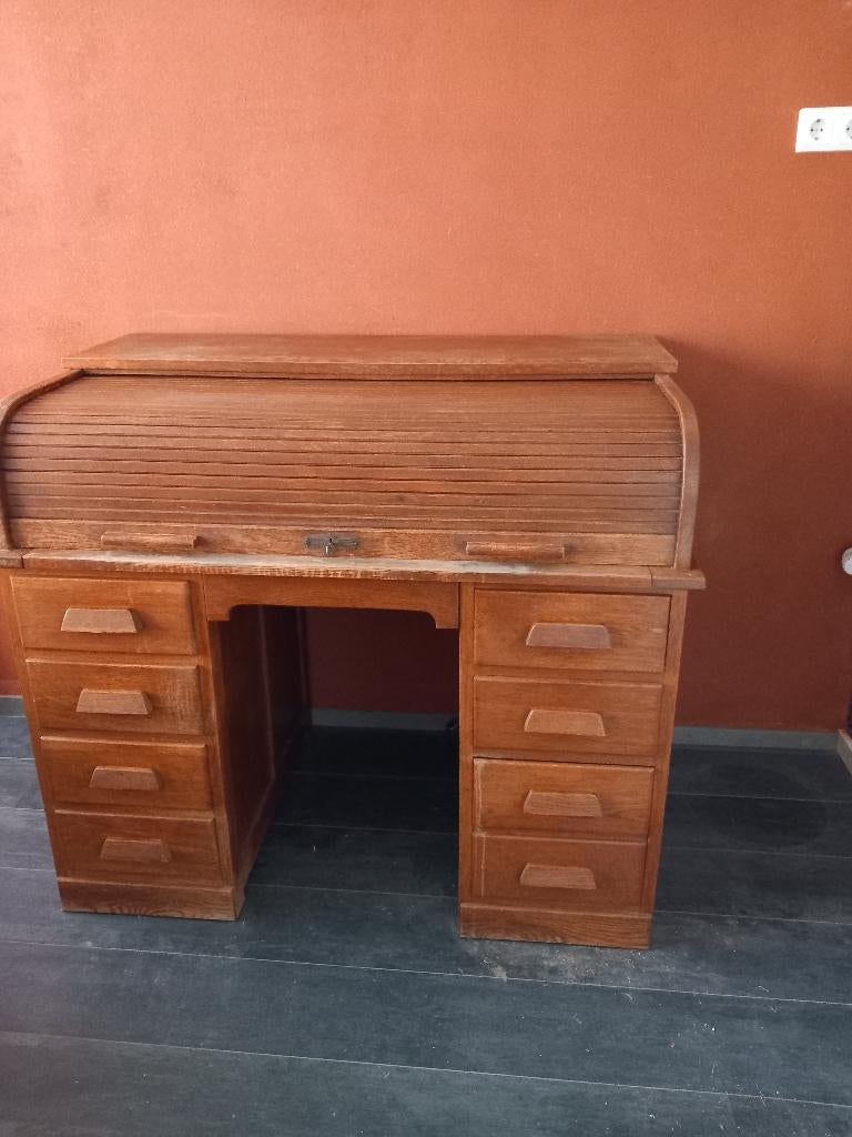 Oud eiken bureau, Huis en Inrichting, Bureaus, Ophalen, Gebruikt, Hout, Secretaire