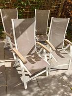 4 witte aluminium tuinstoelen met kussens, Tuin en Terras, Ophalen