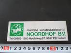 sticker hellum machine konstruktiebedrijf NOORDHOF BV, Ophalen, Zo goed als nieuw