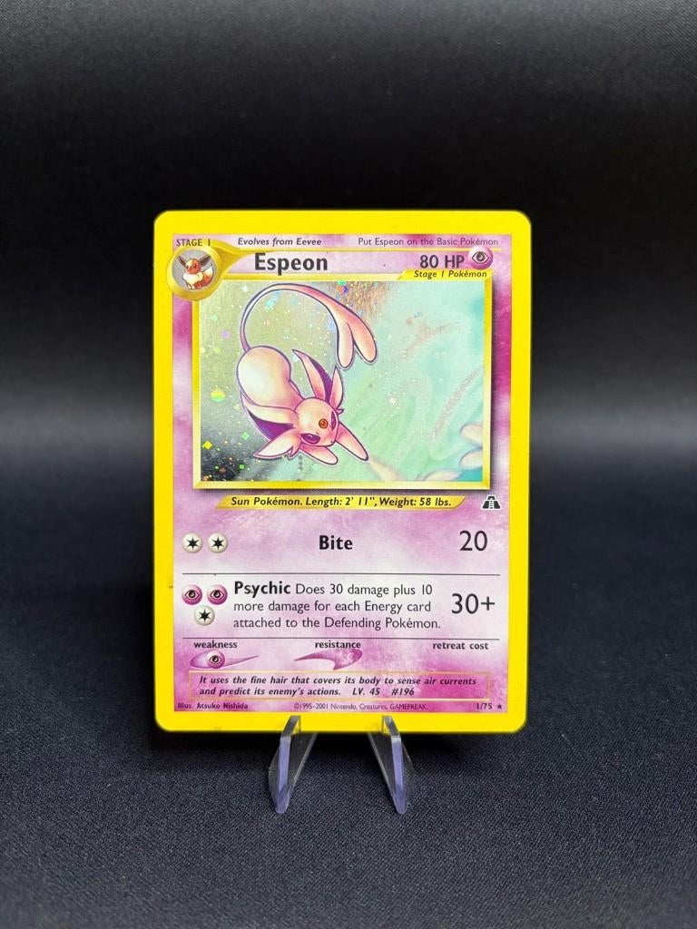 Espeon - Neo Discovery Holo Rare 1, Ophalen of Verzenden, Gebruikt, Losse kaart, Foil