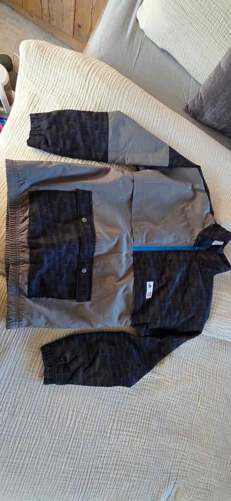 Adidas Kinderjas Maat 152 - Grijs/Zwart met Blauwe Rits, Ophalen, Zo goed als nieuw, Adidas, Jongen of Meisje