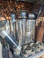 Rvs dubbelwandig kachelpijp Bocht Trekkap verloop kachel, Ophalen, Gebruikt, Houtkachel, Vrijstaand