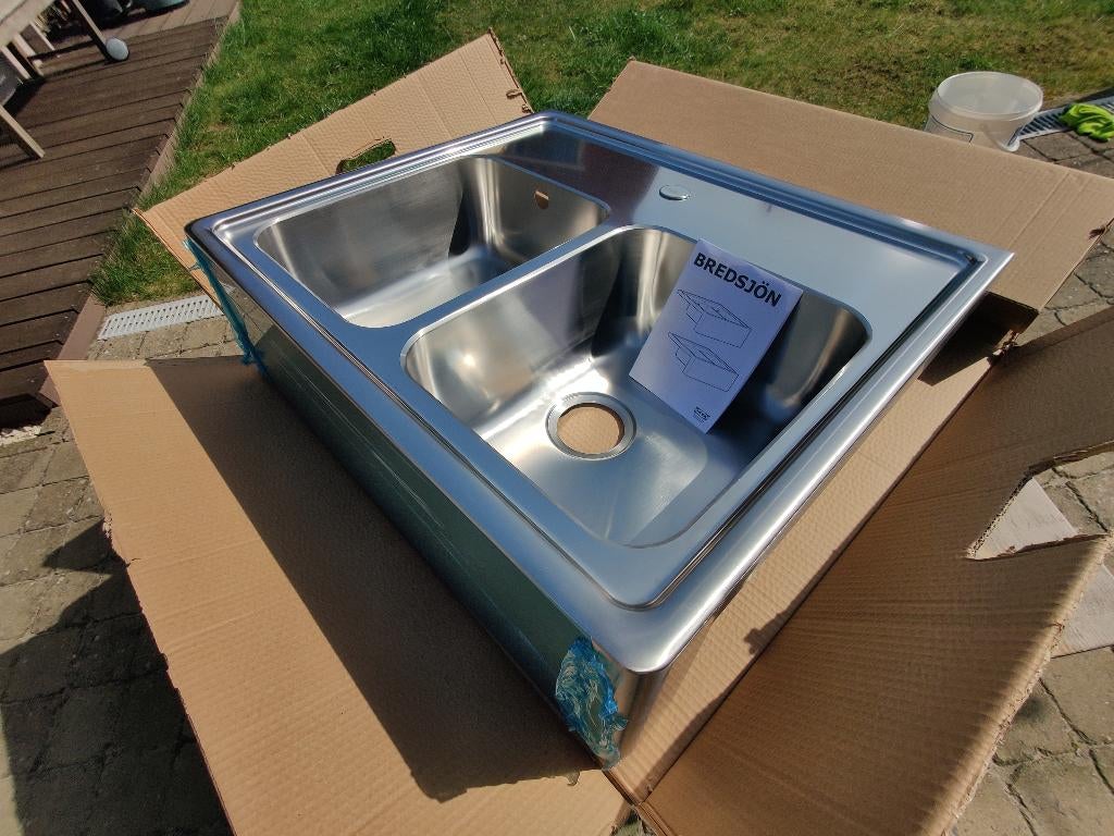 IKEA dubbele spoelbak RVS nieuw, Huis en Inrichting, Keuken | Keukenelementen, Nieuw, Minder dan 100 cm, 50 tot 100 cm, 50 tot 75 cm