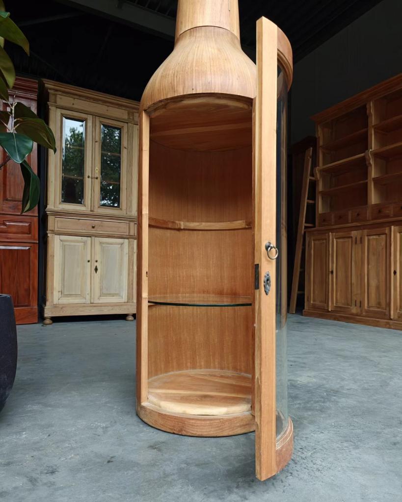 Drankkast - Mencave | Vitrinekast flessenkast teak #671, Huis en Inrichting, Kasten | Vitrinekasten, Niet ingevuld, Minder dan 50 cm