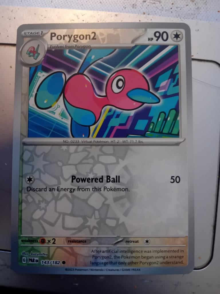 Porygon2 Pokémon Kaart 143/182 - Nieuwstaat, Ophalen of Verzenden, Zo goed als nieuw, Losse kaart, Foil