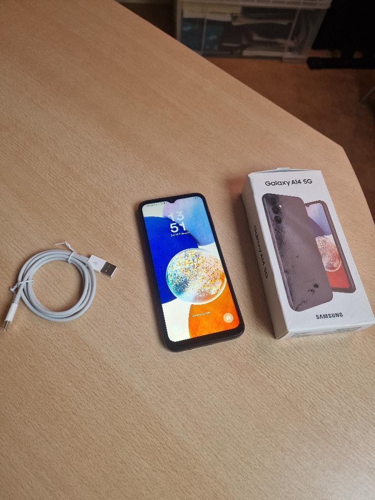 Samsung Galaxy A14 - 128GB - Zwart - Met doos & kabel, Zwart, Touchscreen, Ophalen of Verzenden, Zo goed als nieuw
