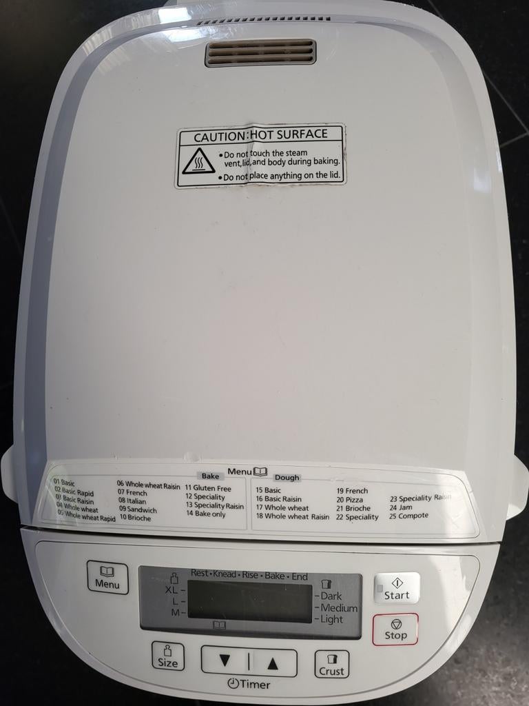 Schone en goedwerkende Panasonic broodbakmachine, 400 tot 800 gram deeg, Ophalen of Verzenden, Gebruikt, Met timer