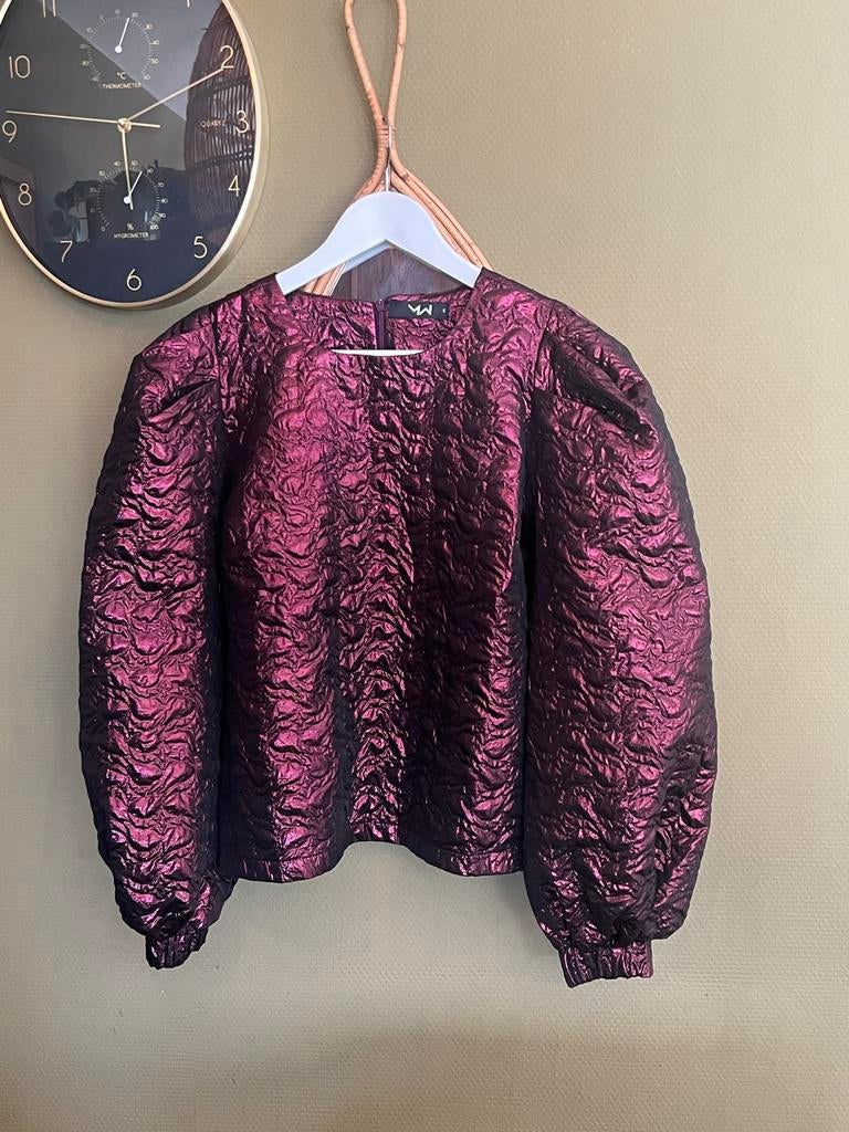 Most Wanted Pam Puff Sleeve Top - Bordeaux Metallic Maat S, Ophalen of Verzenden, Zo goed als nieuw, Lange mouw, Maat 36 (S)