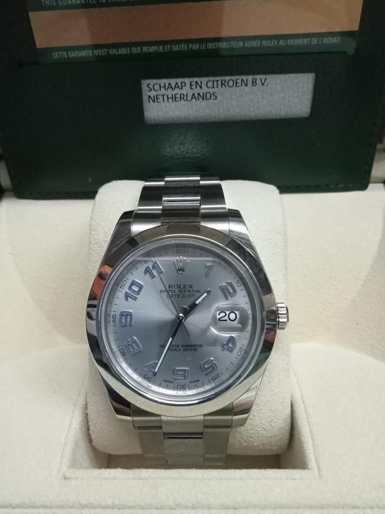 Rolex Datejust 41mm blauwe wijzerplaat, Ophalen, Zilver, IOS