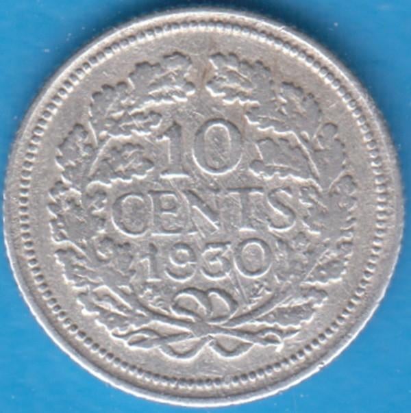 Nederland 10 cent 1930 Wilhelmina zilver, Sch. 904, Postzegels en Munten, Munten | Nederland, Zilver, Ophalen of Verzenden, 10 cent