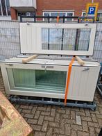 Hardhouten achterdeuren met dubbel glas, Doe-het-zelf en Verbouw, Deuren en Horren, Ophalen, Gebruikt, 80 tot 100 cm, Buitendeur