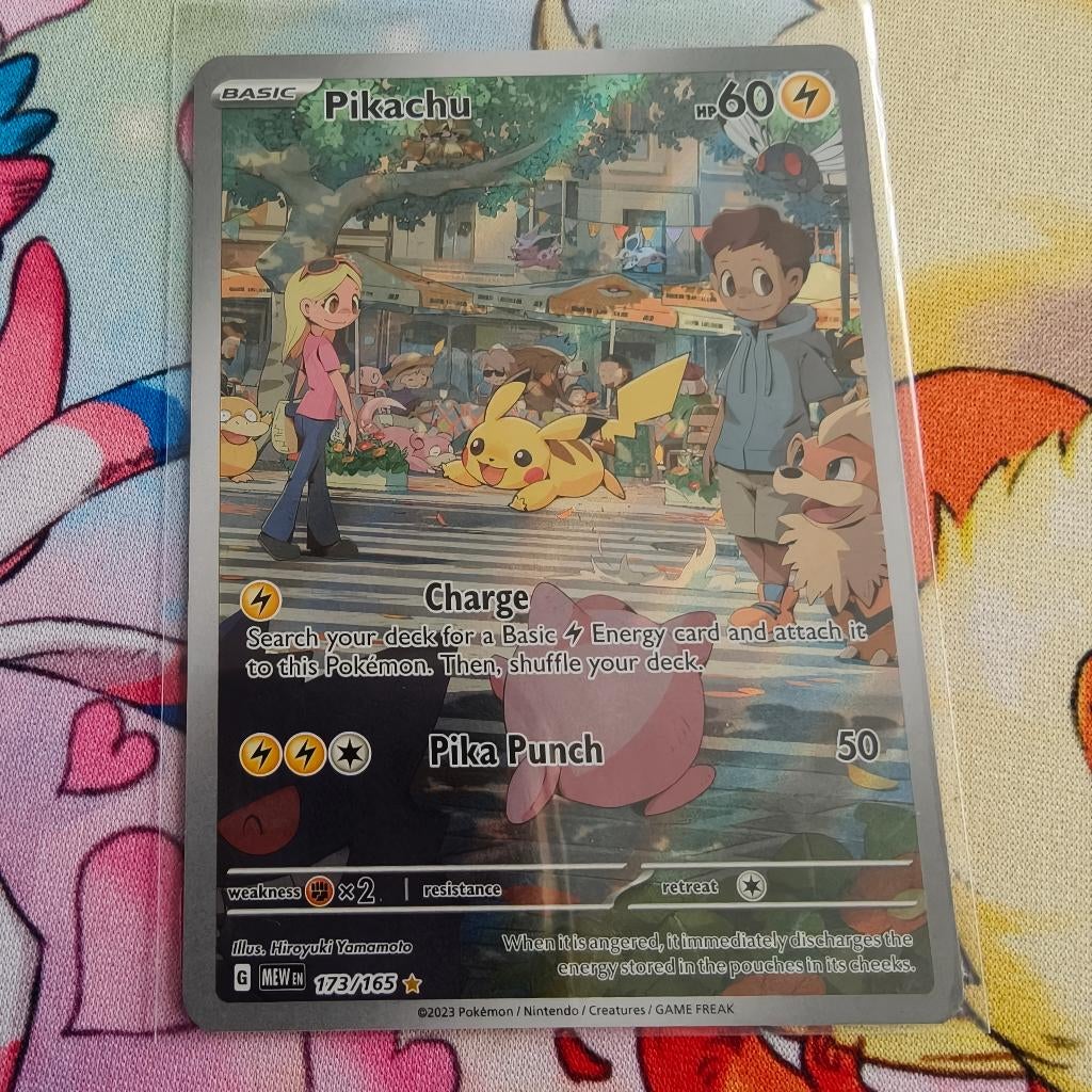 Pokemon pickachu sir nm 173  Scarlett & violet, Ophalen of Verzenden, Zo goed als nieuw, Losse kaart, Foil